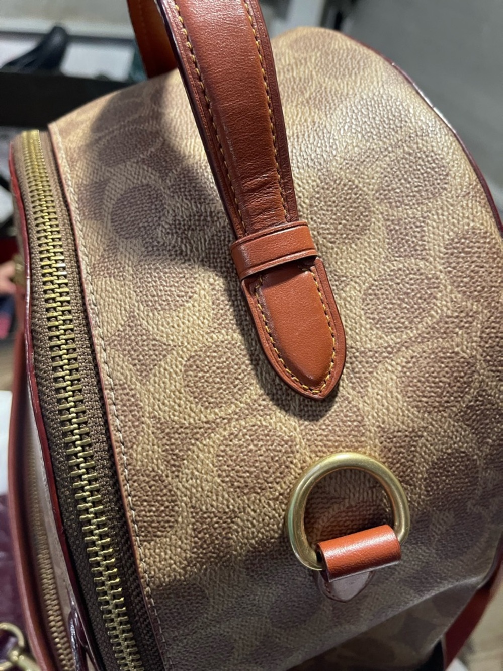 Coach Diaper bag Monogram Canvas Backpack with Brown Leather Trim - Picture 4 of 14